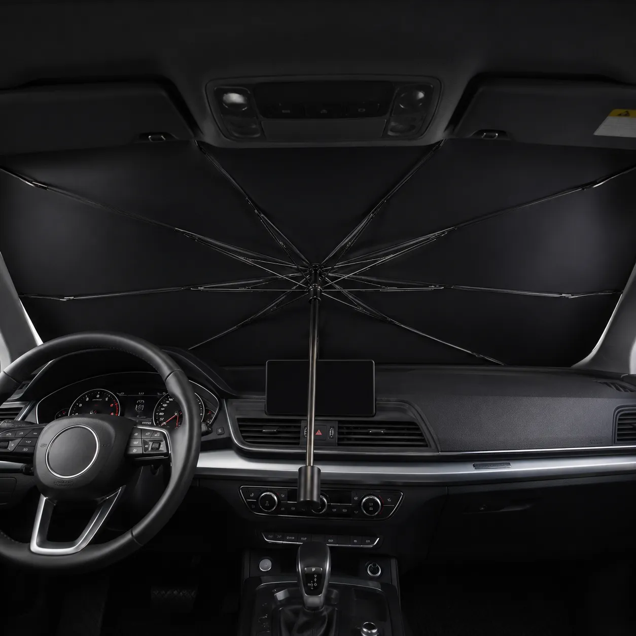Foldable Windshield Sunshade with Storage Pouch, Silver